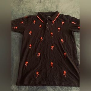 ZARA collared shirt with rose embroidery